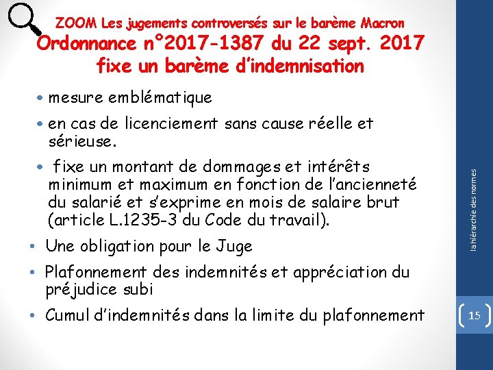 ZOOM Les jugements controversés sur le barème Macron Ordonnance n° 2017 -1387 du 22