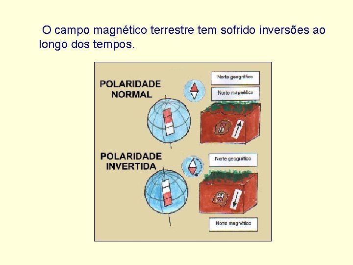 O campo magnético terrestre tem sofrido inversões ao longo dos tempos. 