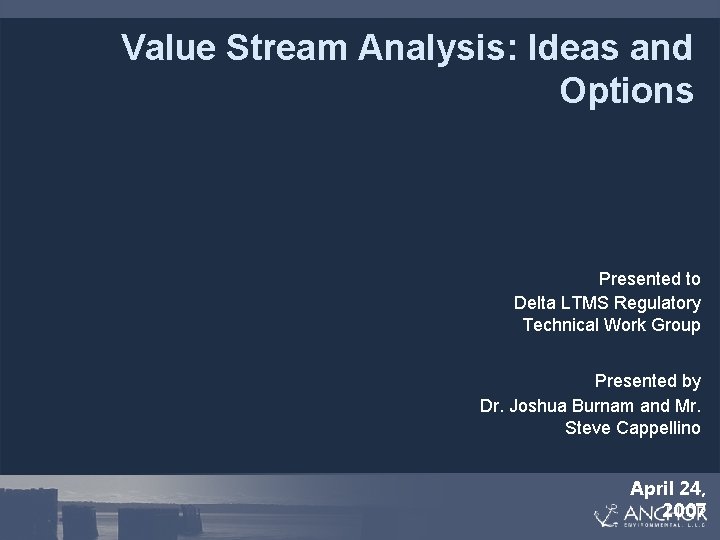 Value Stream Analysis: Ideas and Options Presented to Delta LTMS Regulatory Technical Work Group