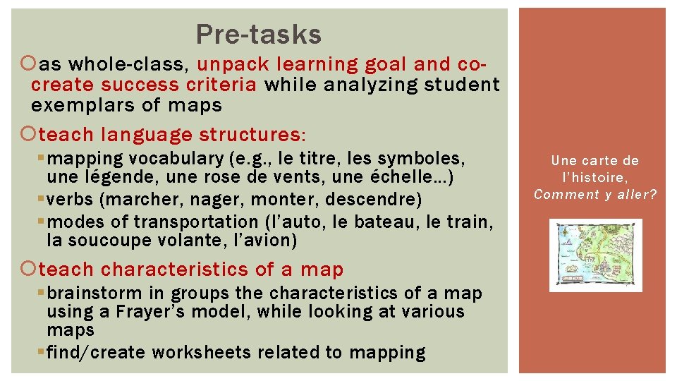 Pre-tasks as whole-class, unpack learning goal and cocreate success criteria while analyzing student exemplars