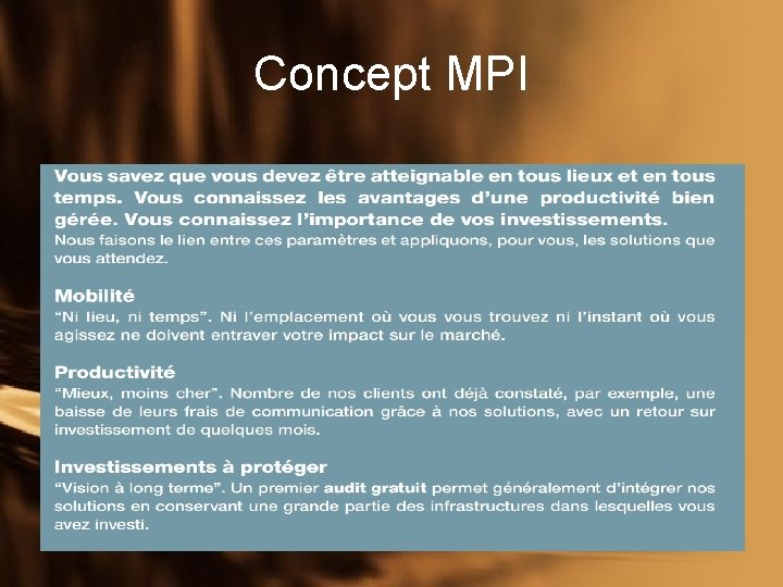 Concept MPI 