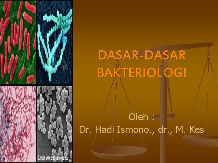 DASAR-DASAR BAKTERIOLOGI Oleh : Dr. Hadi Ismono. , dr. , M. Kes 