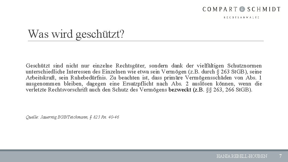 Was wird geschützt? Geschützt sind nicht nur einzelne Rechtsgüter, sondern dank der vielfältigen Schutznormen