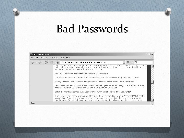 Bad Passwords 