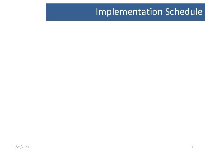 Implementation Schedule 10/26/2020 10 