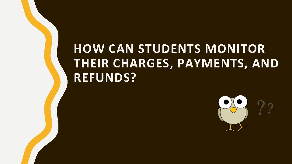 HOW CAN STUDENTS MONITOR THEIR CHARGES, PAYMENTS, AND REFUNDS? 