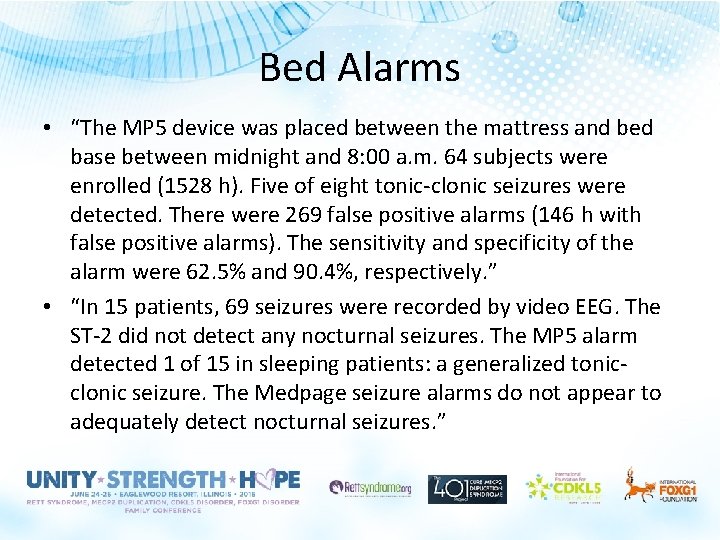 Bed Alarms • “The MP 5 device was placed between the mattress and bed