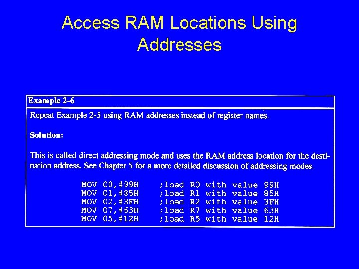 Access RAM Locations Using Addresses 