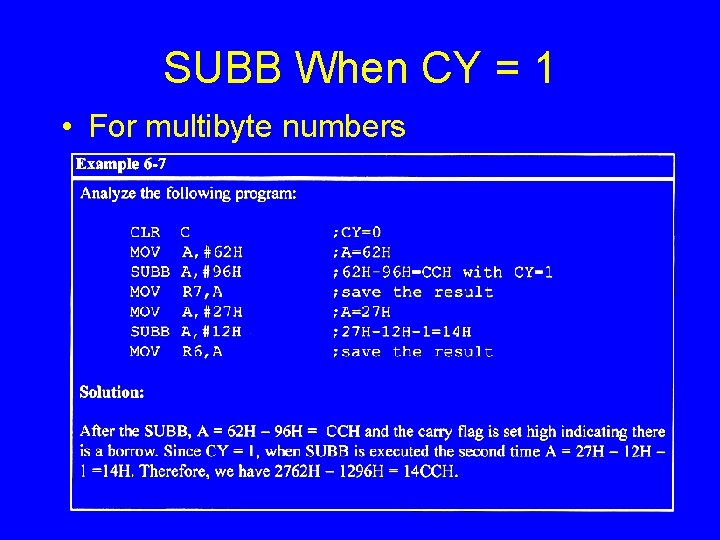 SUBB When CY = 1 • For multibyte numbers 