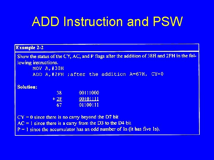 ADD Instruction and PSW 