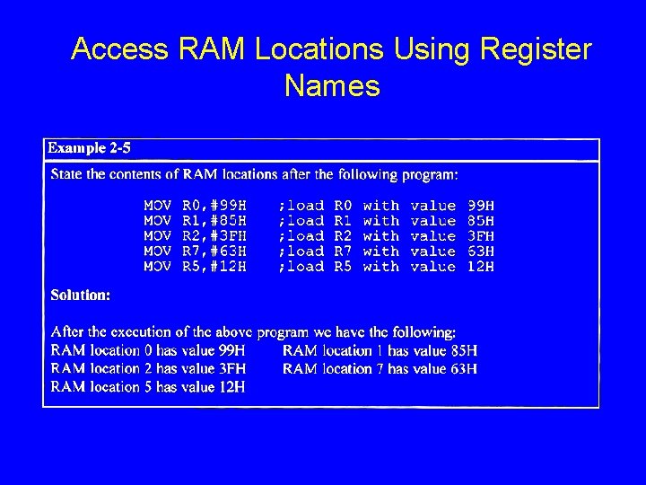 Access RAM Locations Using Register Names 