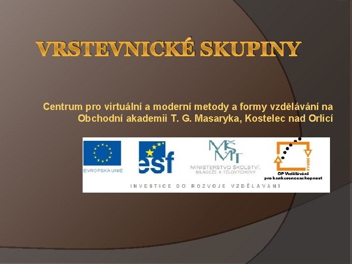 VRSTEVNICKÉ SKUPINY Centrum pro virtuální a moderní metody a formy vzdělávání na Obchodní akademii