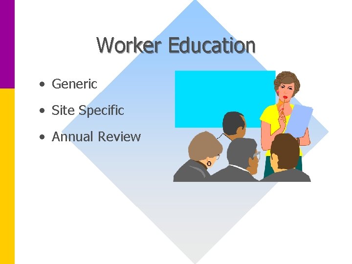Worker Education • Generic • Site Specific • Annual Review 