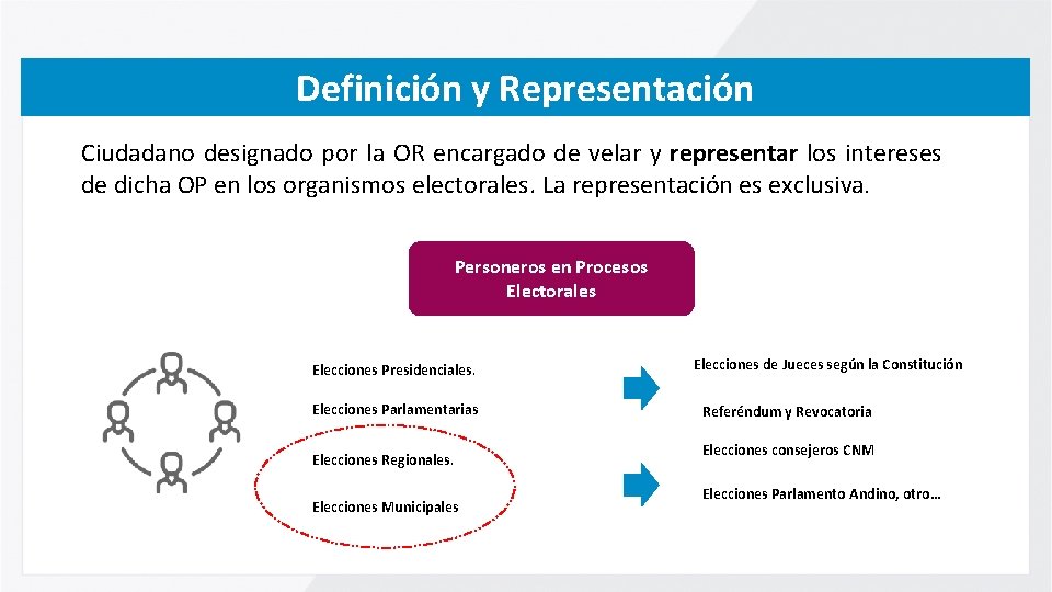 Definición y Representación Ciudadano designado por la OR encargado de velar y representar los