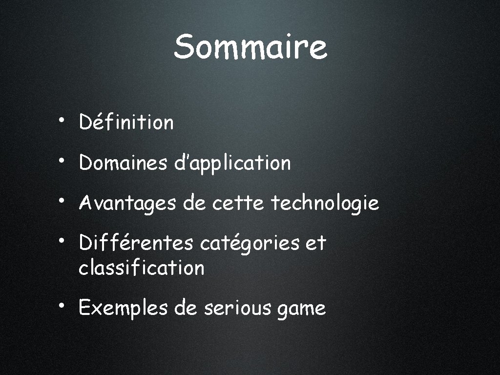 Sommaire • Définition • Domaines d’application • Avantages de cette technologie • Différentes catégories