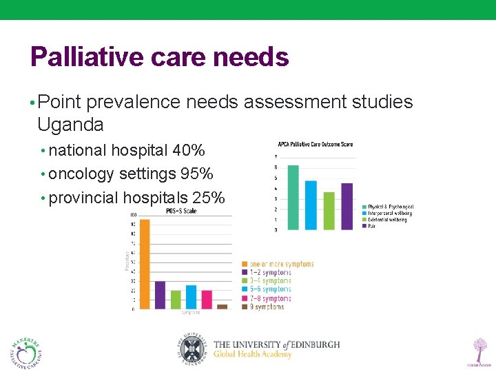 Palliative care needs • Point prevalence needs assessment studies Uganda • national hospital 40%