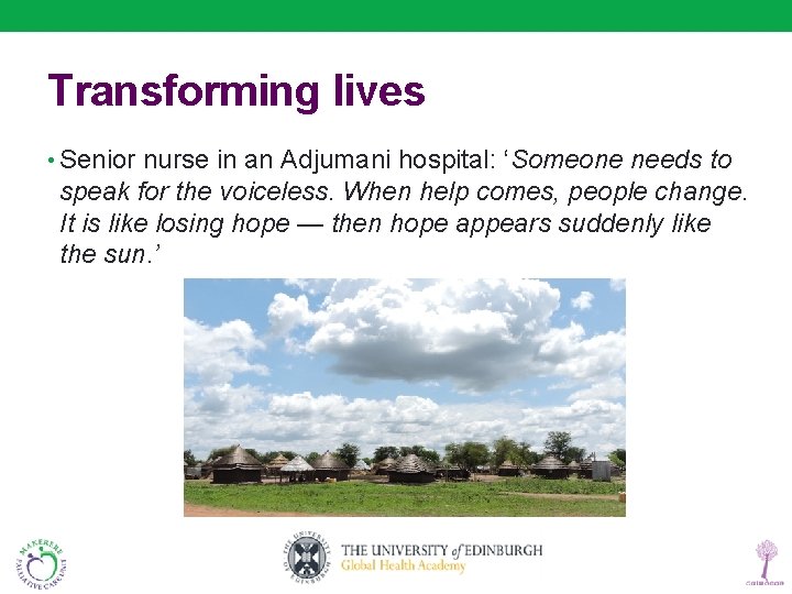 Transforming lives • Senior nurse in an Adjumani hospital: ‘Someone needs to speak for