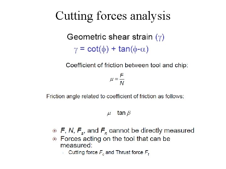 Cutting forces analysis Cutting forces analysis