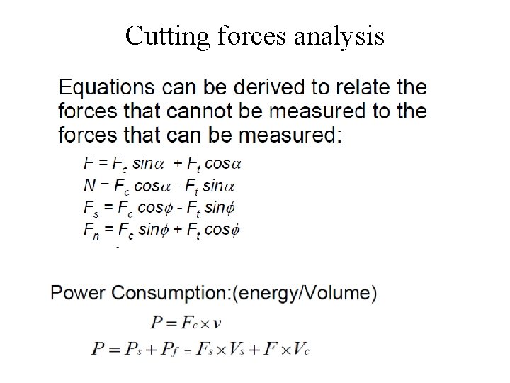 Cutting forces analysis Cutting forces analysis