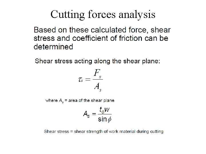 Cutting forces analysis Cutting forces analysis