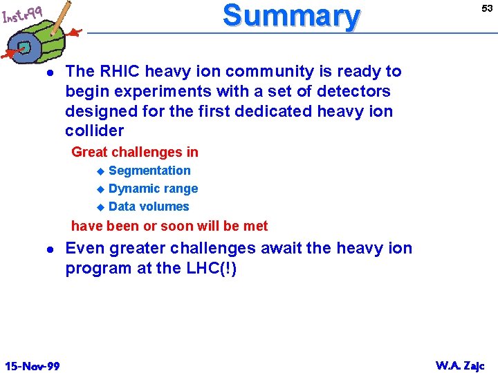 Summary l 53 The RHIC heavy ion community is ready to begin experiments with