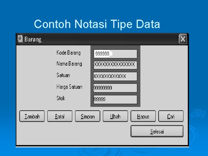 Contoh Notasi Tipe Data 