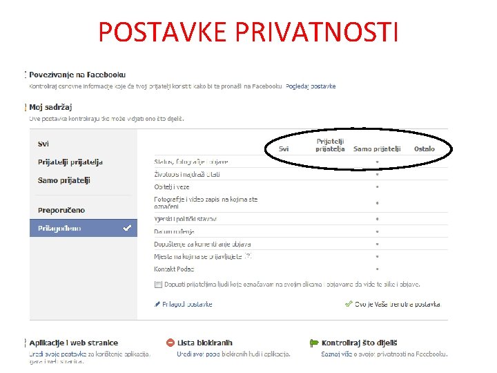 POSTAVKE PRIVATNOSTI 