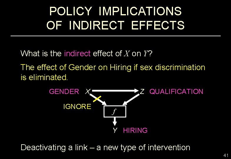 POLICY IMPLICATIONS OF INDIRECT EFFECTS What is the indirect effect of X on Y?