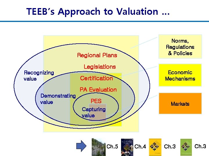 TEEB’s Approach to Valuation … Norms, Regulations & Policies Regional Plans Legislations Recognizing value