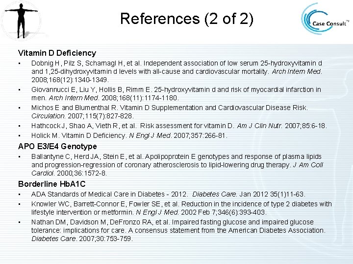 References (2 of 2) Vitamin D Deficiency • • • Dobnig H, Pilz S,