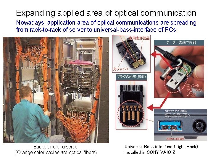 Expanding applied area of optical communication Nowadays, application area of optical communications are spreading