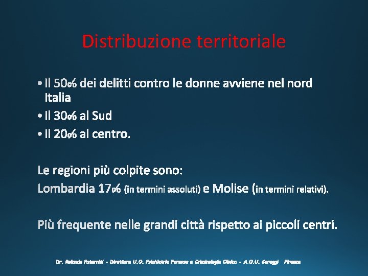 Distribuzione territoriale Distribuzione territoriale