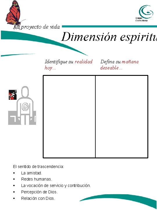 Mi proyecto de vida Dimensión espiritu Identifique su realidad hoy… El sentido de trascendencia: