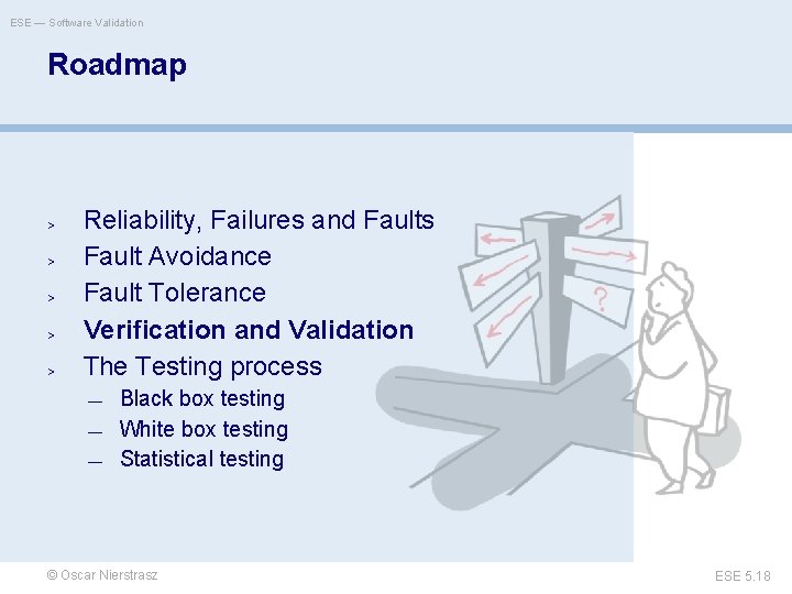 ESE — Software Validation Roadmap > > > Reliability, Failures and Faults Fault Avoidance