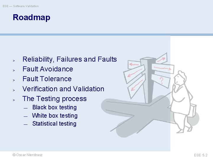 ESE — Software Validation Roadmap > > > Reliability, Failures and Faults Fault Avoidance