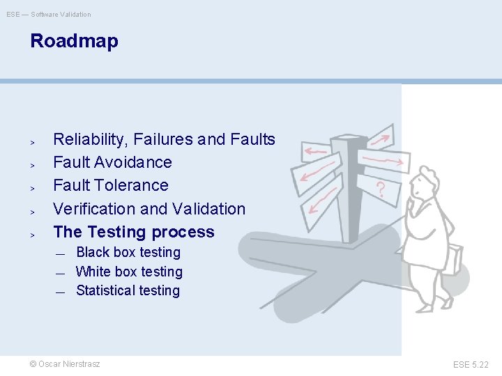 ESE — Software Validation Roadmap > > > Reliability, Failures and Faults Fault Avoidance