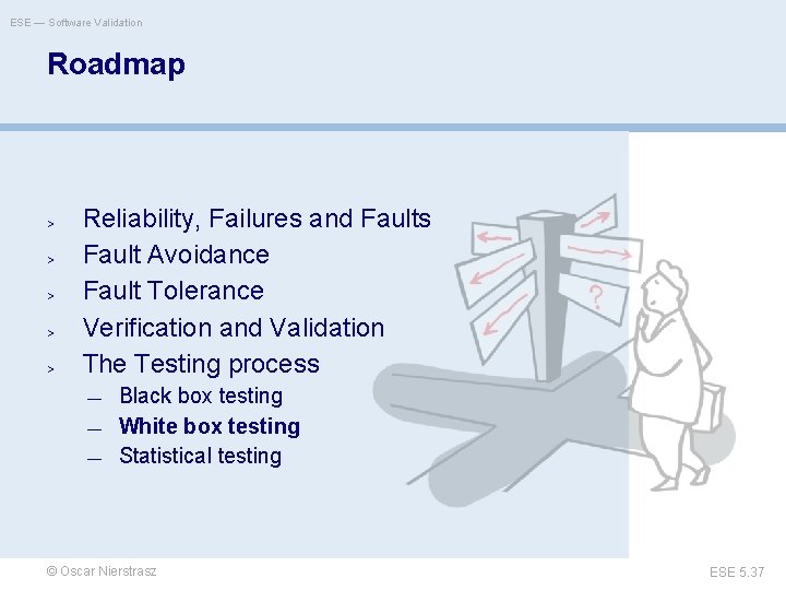 ESE — Software Validation Roadmap > > > Reliability, Failures and Faults Fault Avoidance