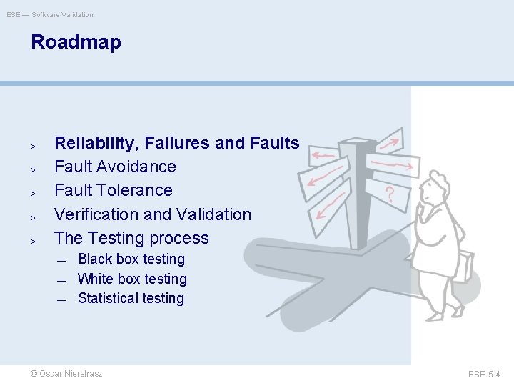 ESE — Software Validation Roadmap > > > Reliability, Failures and Faults Fault Avoidance