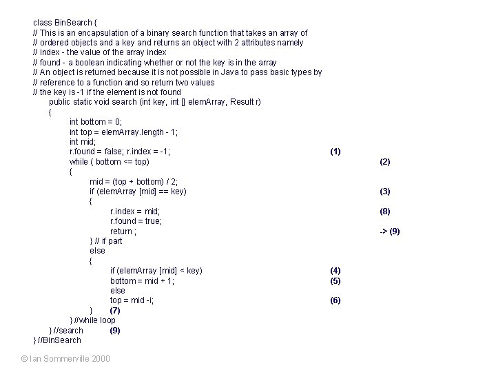 class Bin. Search { // This is an encapsulation of a binary search function