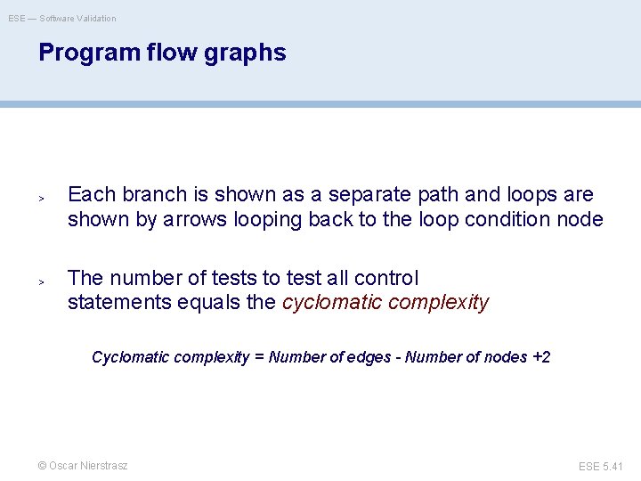 ESE — Software Validation Program flow graphs > Each branch is shown as a