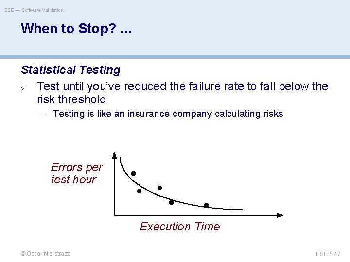 ESE — Software Validation When to Stop? . . . Statistical Testing > Test