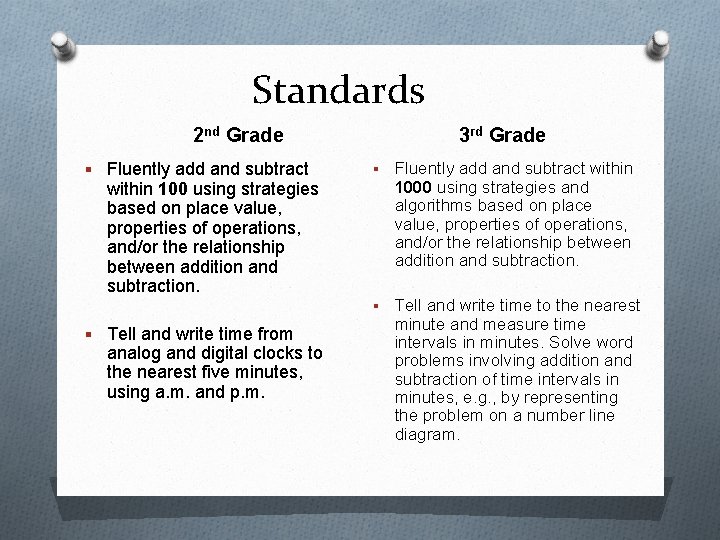 Standards 2 nd Grade § Fluently add and subtract within 100 using strategies based