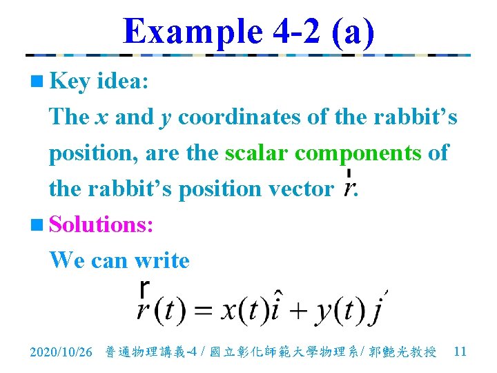 Example 4 -2 (a) n Key idea: The x and y coordinates of the