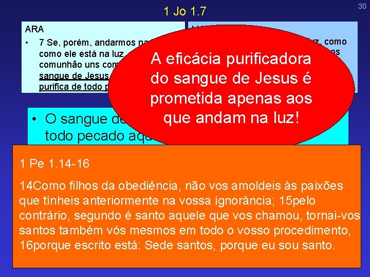 1 Jo 1. 7 ARA • 7 Se, porém, andarmos na luz, como ele 1 Jo 1. 7 ARA • 7 Se, porém, andarmos na luz, como ele