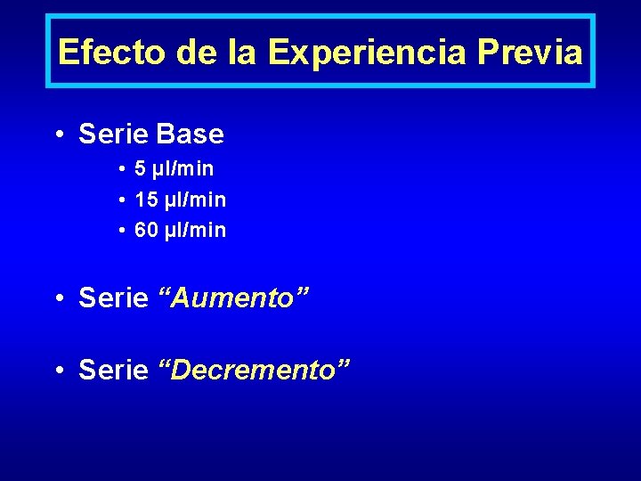 Efecto de la Experiencia Previa • Serie Base • 5 µl/min • 15 µl/min