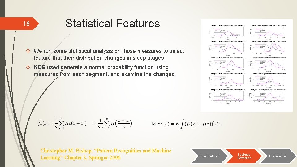 16 Statistical Features We run some statistical analysis on those measures to select feature