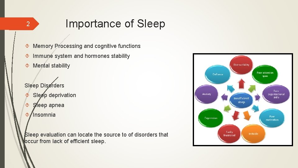 2 Importance of Sleep Memory Processing and cognitive functions Immune system and hormones stability