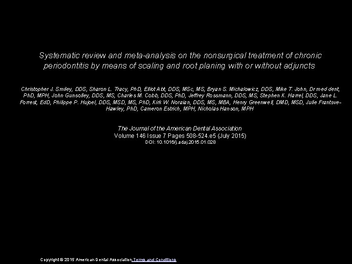 Systematic review and meta-analysis on the nonsurgical treatment of chronic periodontitis by means of