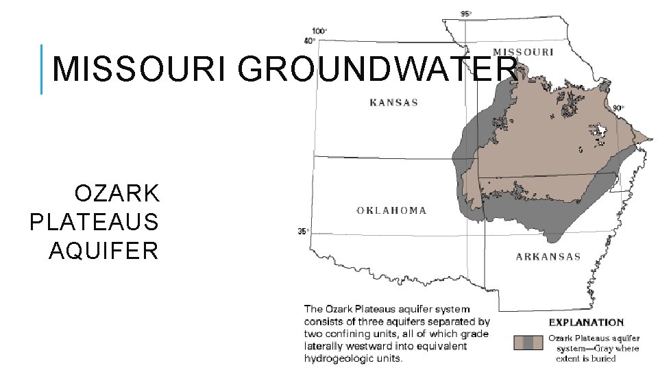MISSOURI GROUNDWATER OZARK PLATEAUS AQUIFER MISSOURI GROUNDWATER OZARK PLATEAUS AQUIFER