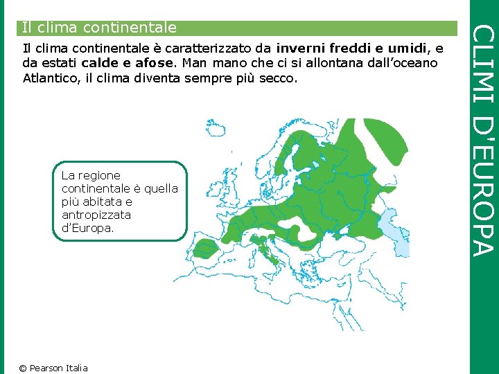 Il clima continentale è caratterizzato da inverni freddi e umidi, e da estati calde